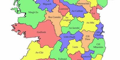 Mapa da irlanda com o município de nomes